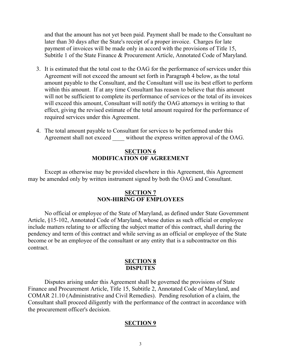 Attachment D Contract and Contract Affidavit - Consultant Services - Marketing and Public Relations - Maryland, Page 3