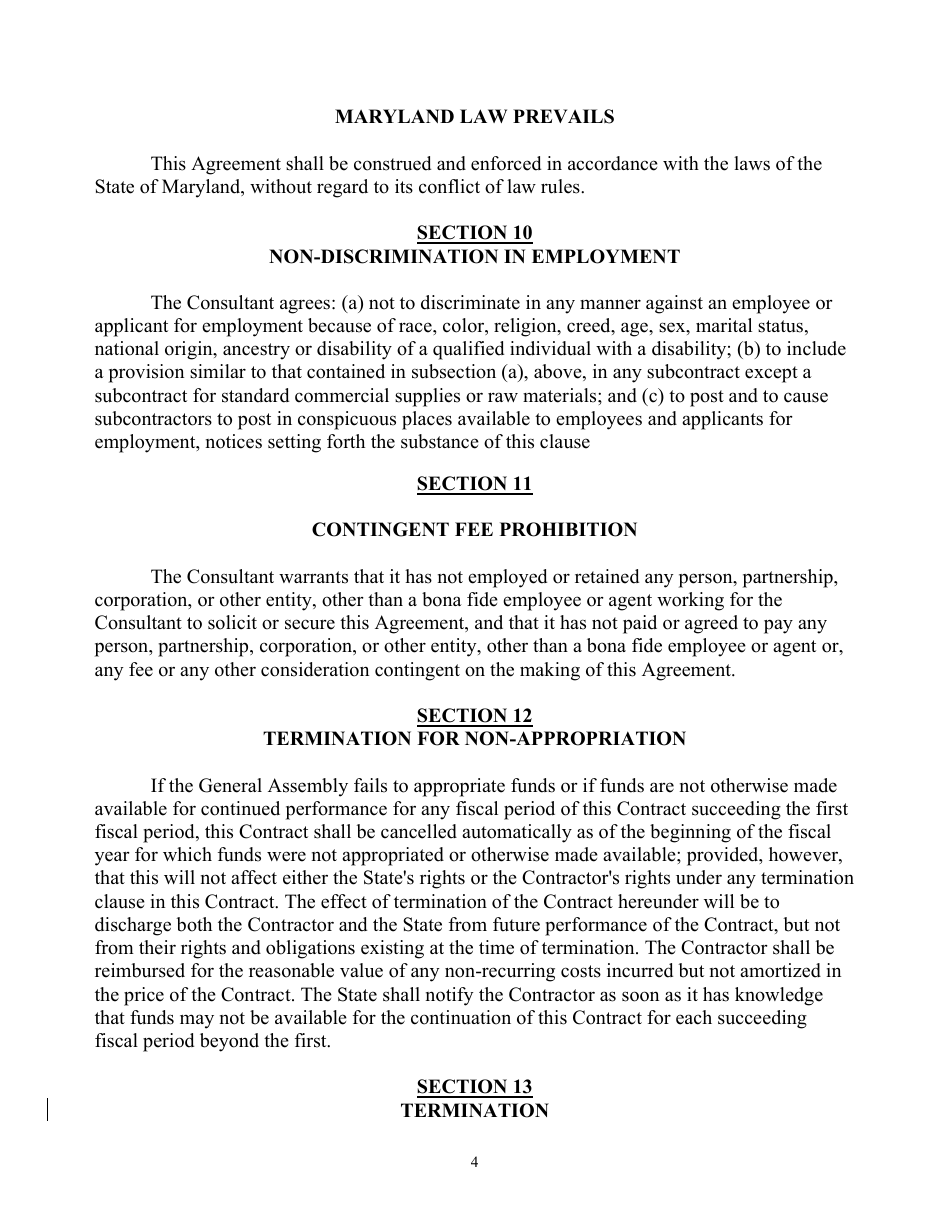 Attachment D Contract and Contract Affidavit - Consultant Services - Marketing and Public Relations - Maryland, Page 4
