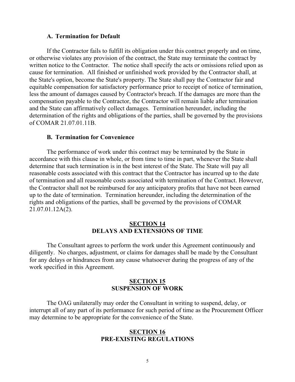 Attachment D Contract and Contract Affidavit - Consultant Services - Marketing and Public Relations - Maryland, Page 5