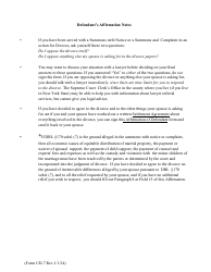 Form UD-7 Affirmation of Defendant in Action for Divorce - New York, Page 5