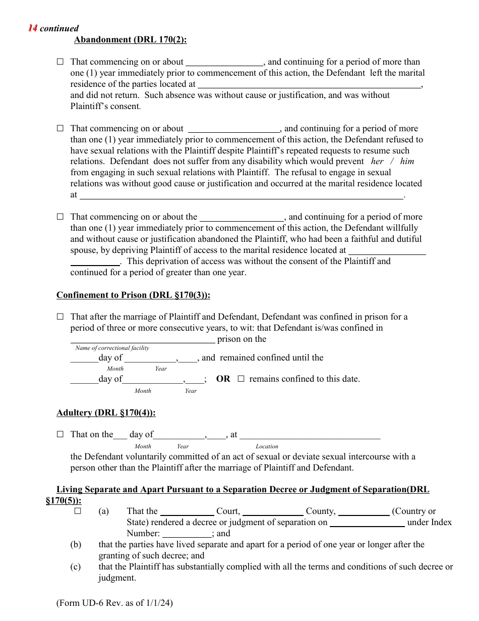 Form UD-6 Sworn Affirmationof Plaintiff - New York, Page 4