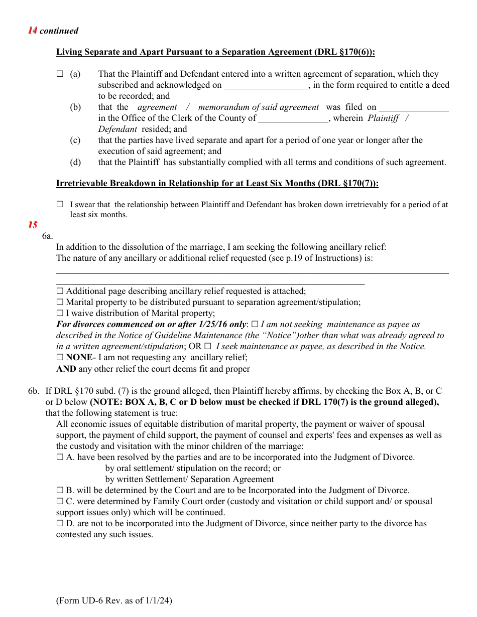 Form UD-6 Sworn Affirmationof Plaintiff - New York, Page 5
