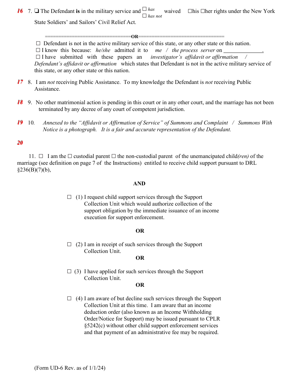 Form UD-6 Sworn Affirmationof Plaintiff - New York, Page 6
