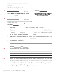 Document preview: Affirmation in Support of Application to Proceed as a Poor Person - New York
