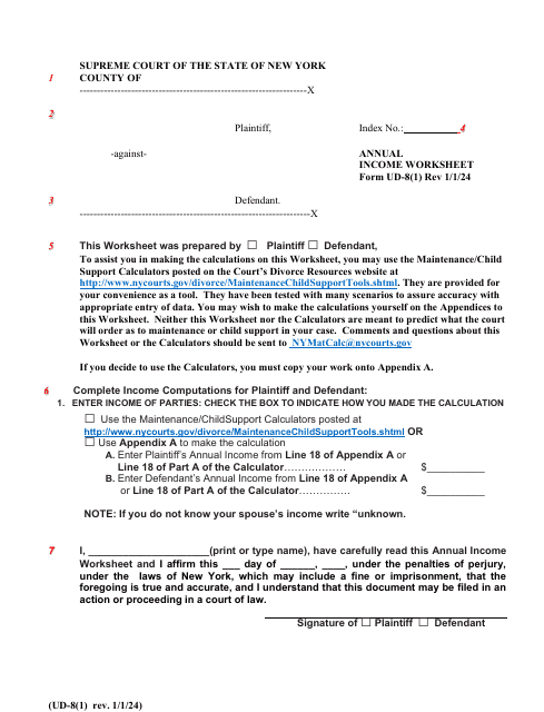Form UD-8(1)  Printable Pdf