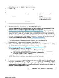 Form UD-8(1) Annual Income Worksheet - New York