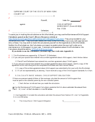 Form UD-8(3) Child Support Worksheet - New York