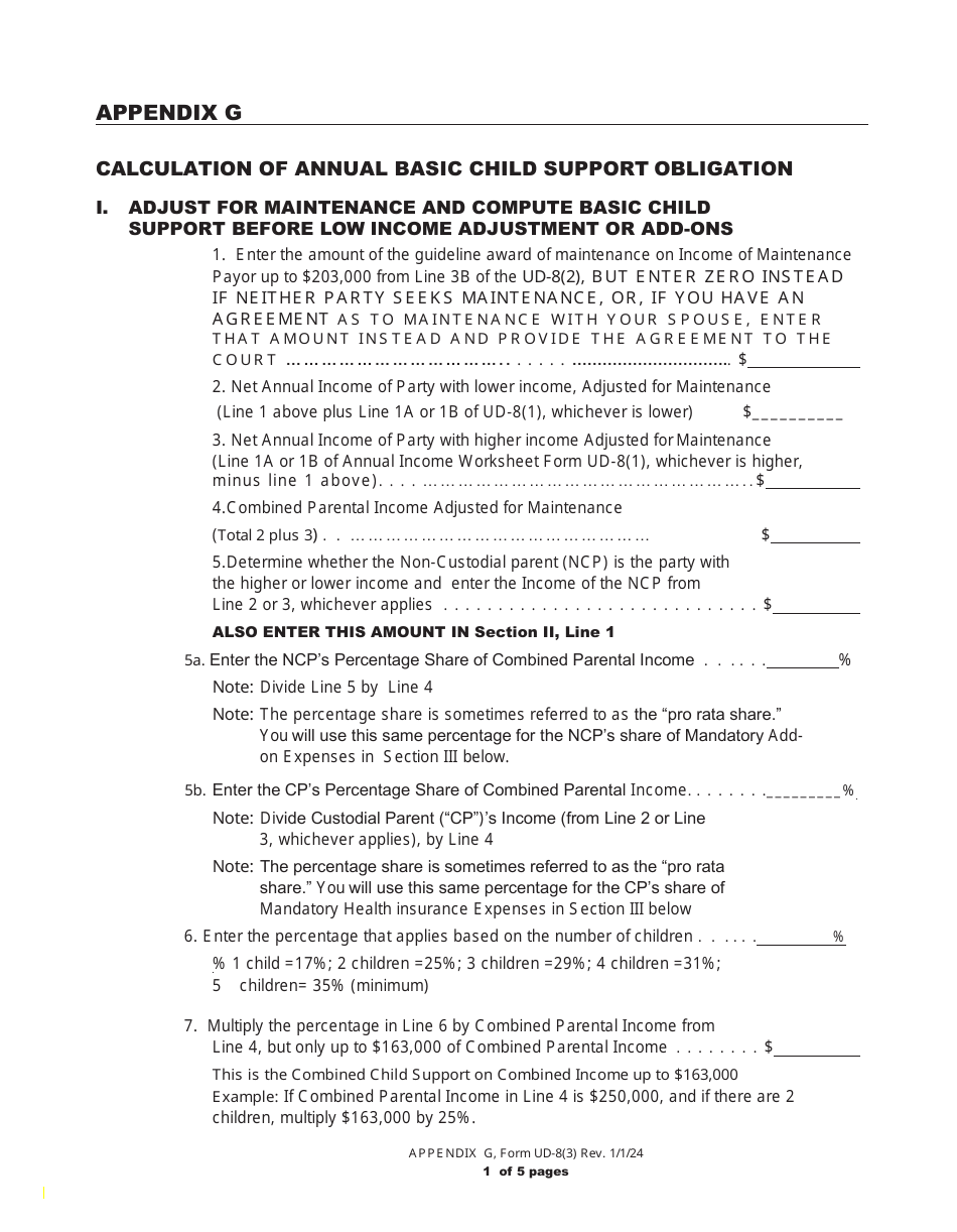 Form UD-8(3) Child Support Worksheet - New York, Page 5