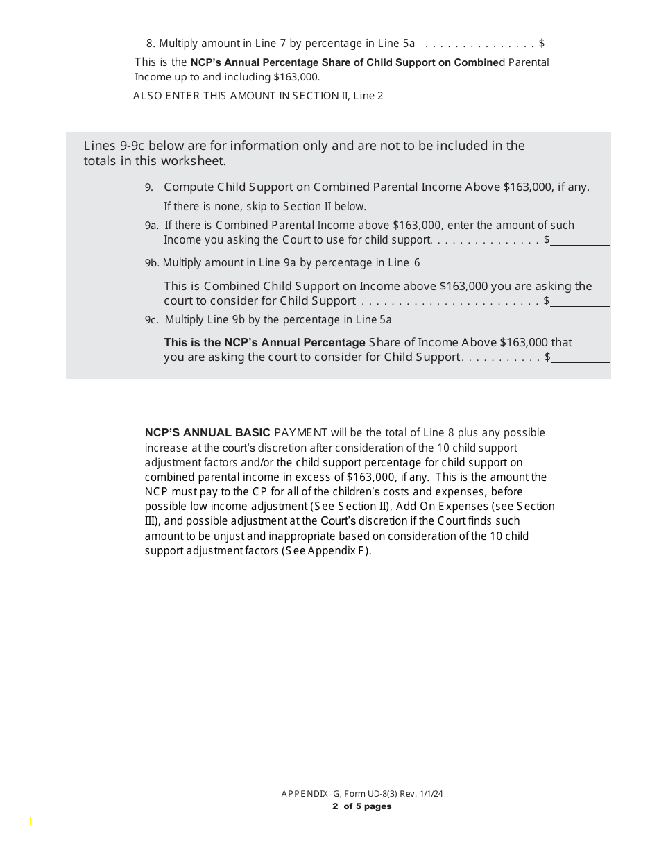 Form UD-8(3) Child Support Worksheet - New York, Page 6