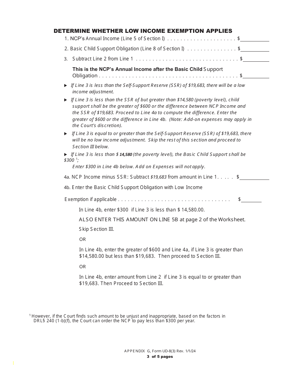 Form UD-8(3) Child Support Worksheet - New York, Page 7