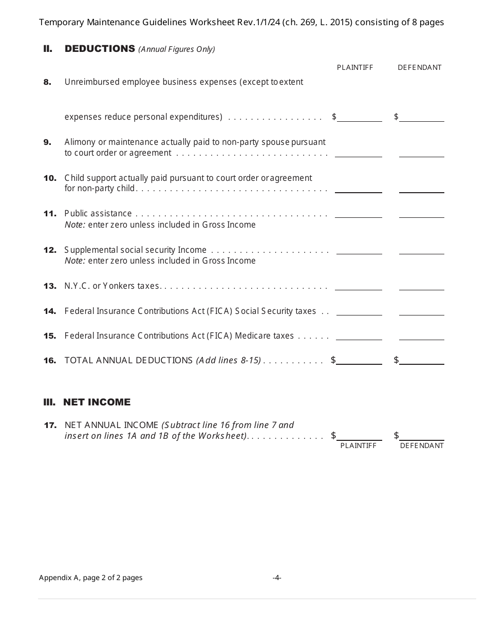 Temporary Maintenance Guidelines Worksheet - New York, Page 4