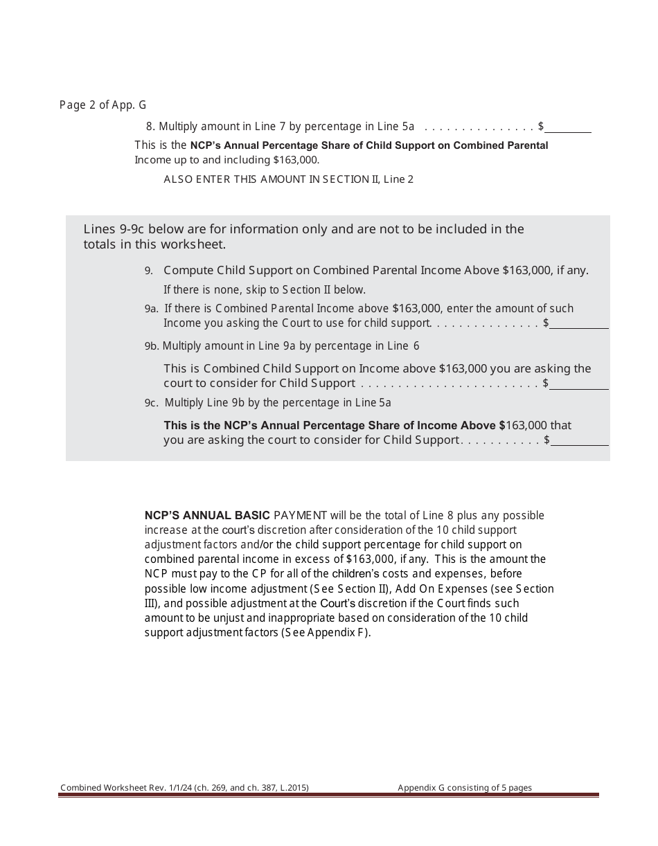 Combined Worksheet for-Postdivorce Maintenance Guidelines and, if Applicable, Child Support Standards Act (For Contested Cases) - New York, Page 17