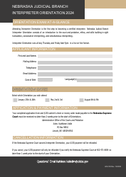 Document preview: Form AD2:09 Interpreter Orientation Registration Form - Nebraska, 2024