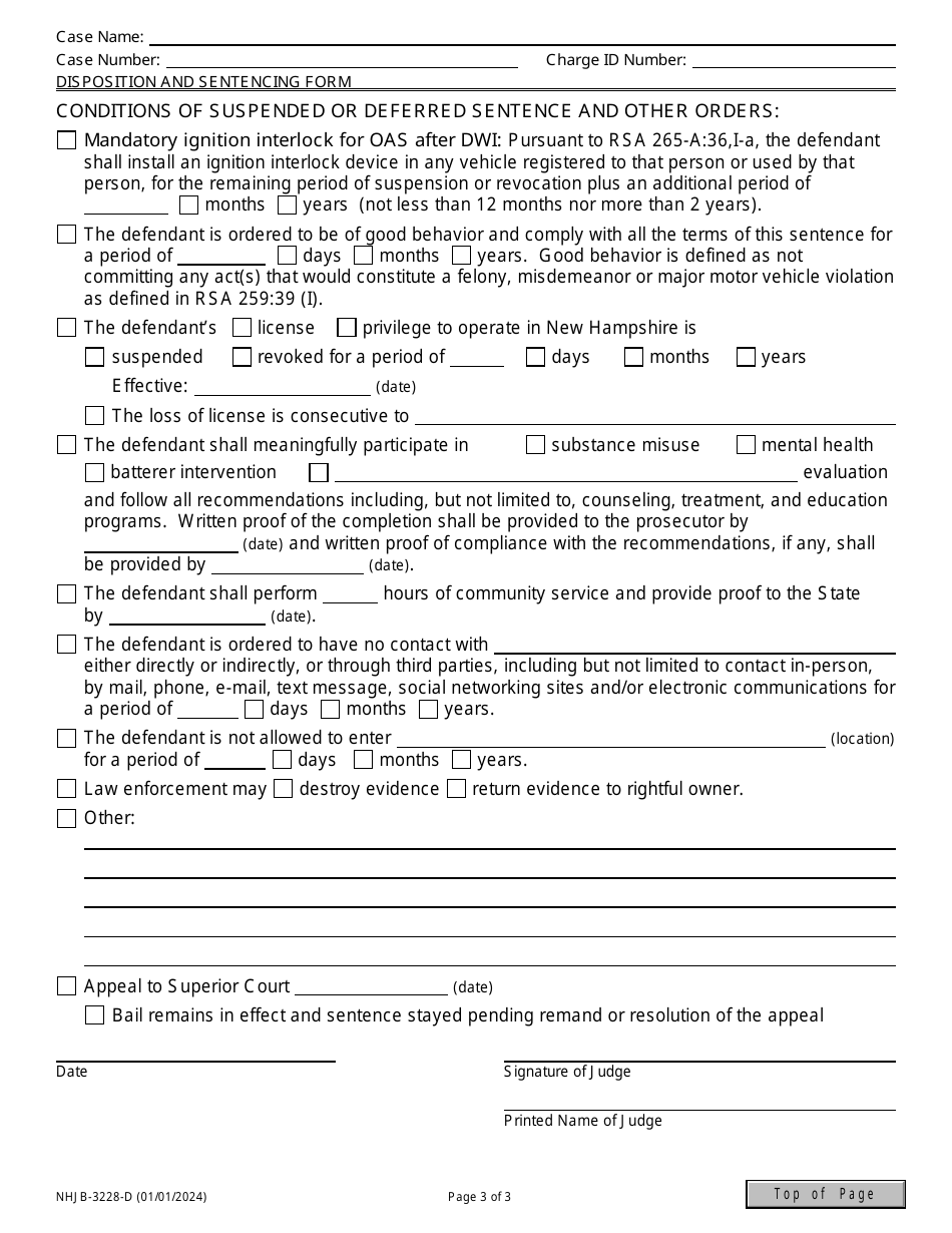 Form NHJB-3228-D Disposition and Sentencing Form - New Hampshire, Page 3