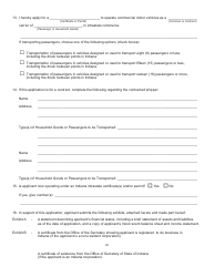 Form 700 (State Form 50215) Application for Permanent Authority to Transport Passenger or Household Goods - Indiana, Page 3
