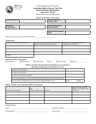 Form MCFT-1A (State Form 53994) Intrastate Motor Carrier Fuel Tax Annual Permit Application - Indiana