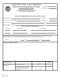 Document preview: Form HM-9901 Radiation Shielding Plan Check Application - County of San Diego, California