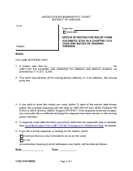 Document preview: Form 1124 Notice of Motion for Relief From Automatic Stay in a Chapter 11/12 Case and Notice of Hearing Thereon - Oregon