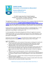 Cooperative Multi-State Possession Pilot Program for Summer Flounder and Black Sea Bass Application - Rhode Island