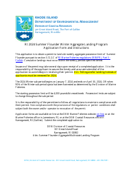 Document preview: Application Form - Summer Flounder Winter Aggregate Landing Program - Rhode Island, 2024