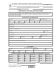 Document preview: Form CC-DC-PO-001A Addendum to Petition for Peace Order - Maryland