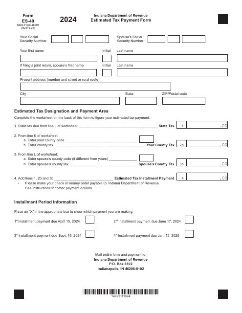 Form ES-40 (State Form 46005) 2024 Printable Pdf