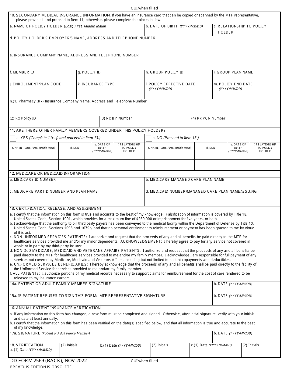 DD Form 2569 Download Fillable PDF or Fill Online Third Party ...