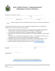 Document preview: Form WCB-267 Independent Contractor Statement - Maine
