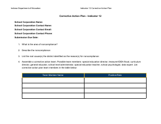 Results Driven Accountability (Rda) Corrective Action Plan - Indicator 12: Transition From Early Childhood to School Age Programming - Indiana, Page 3