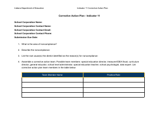 Results Driven Accountability (Rda) Corrective Action Plan - Indicator 11: Initial Evaluations - Indiana, Page 3