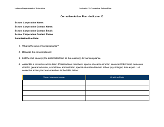 Results Driven Accountability (Rda) Corrective Action Plan - Indicator 10: Disproportionate Representation in Specific Disability Categories - Indiana, Page 3