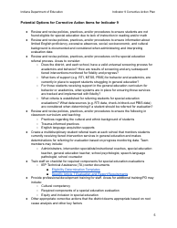 Results Driven Accountability (Rda) Corrective Action Plan - Indicator 9: Disproportionate Representation of Students With Disabilities by Race or Ethnicity - Indiana, Page 6