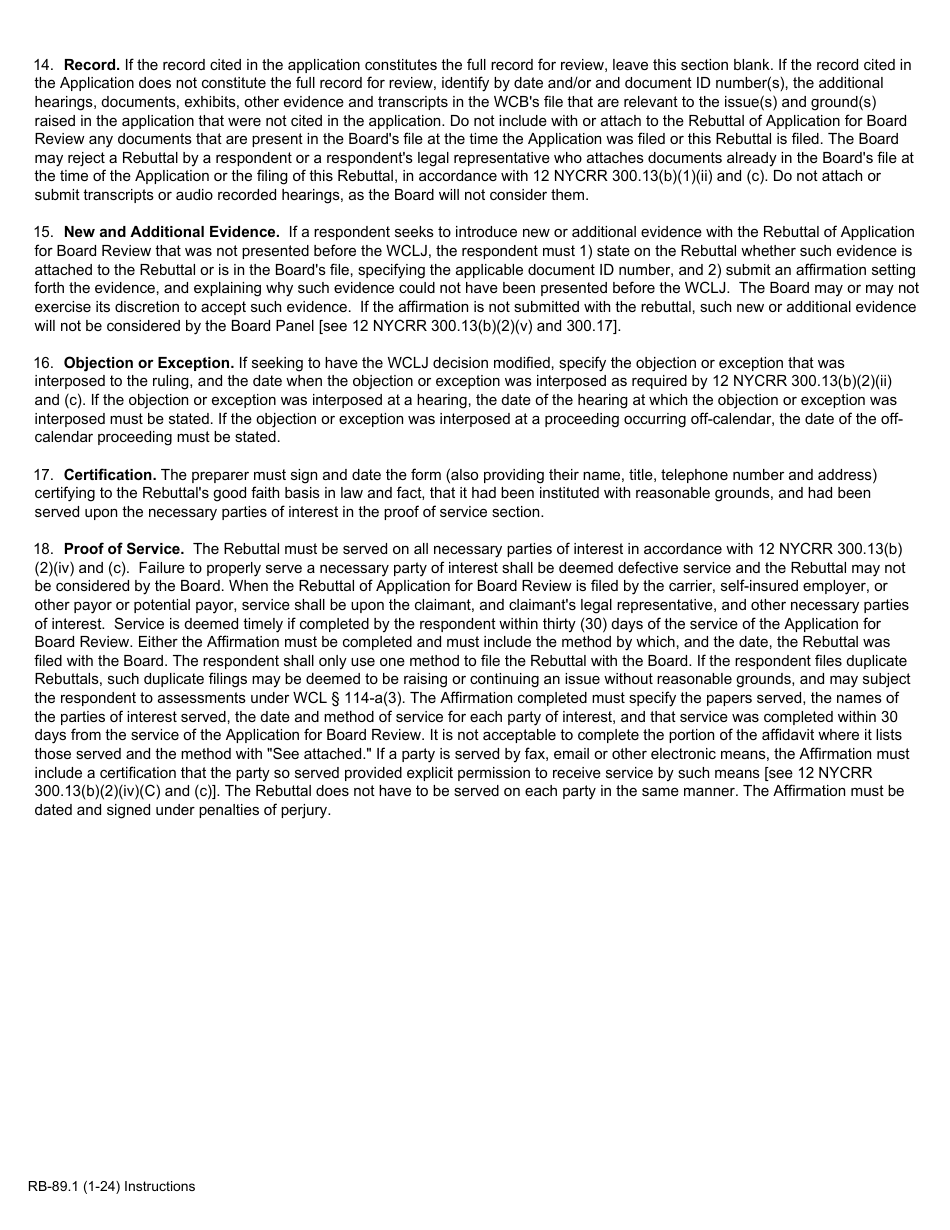 Form RB-89.1 Rebuttal of Application for Board Review - New York, Page 2