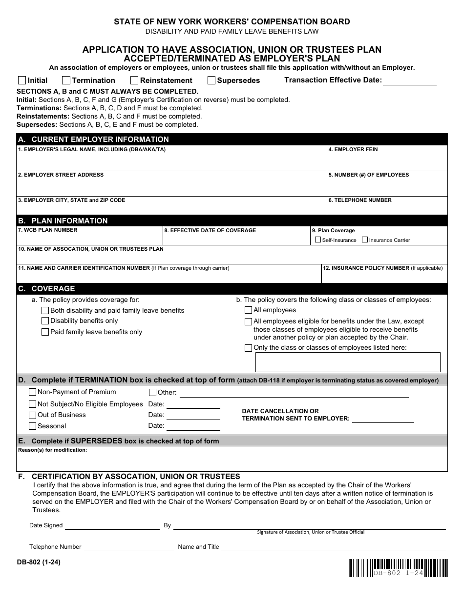 Form DB-802 Download Fillable PDF or Fill Online Application to Have ...