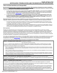 Formulario DB-450 Notificacion Y Prueba De Reclamo Por Beneficios Por Discapacidad - New York (Spanish)