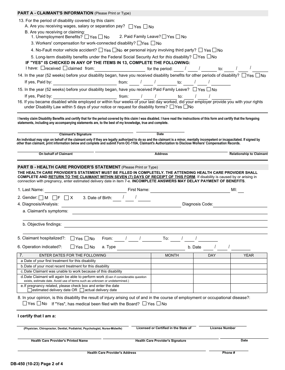 Form Db-450 Download Fillable Pdf Or Fill Online Notice And Proof Of 