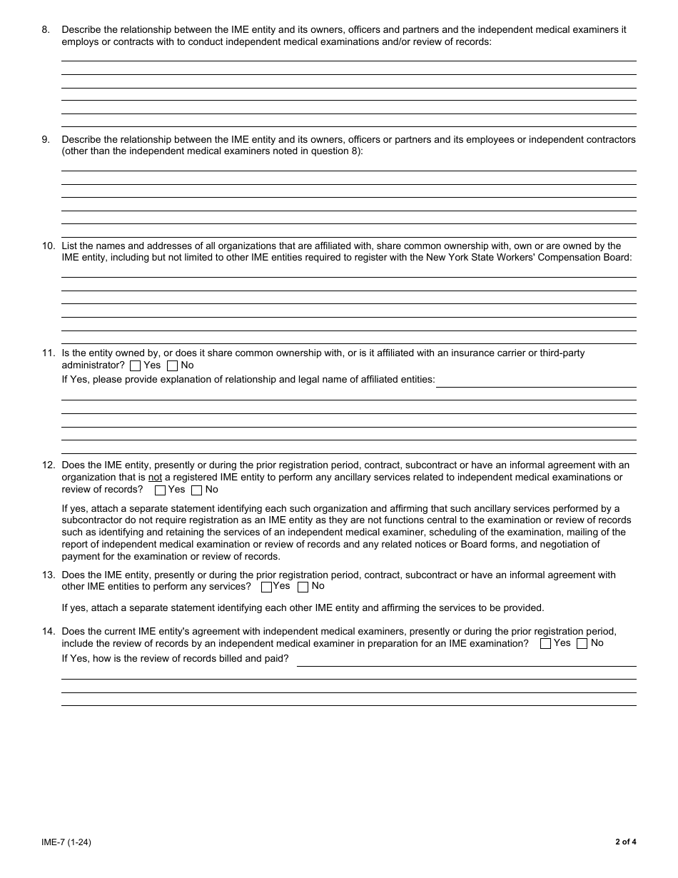 Form IME-7 Statement of Registration - New York, Page 2