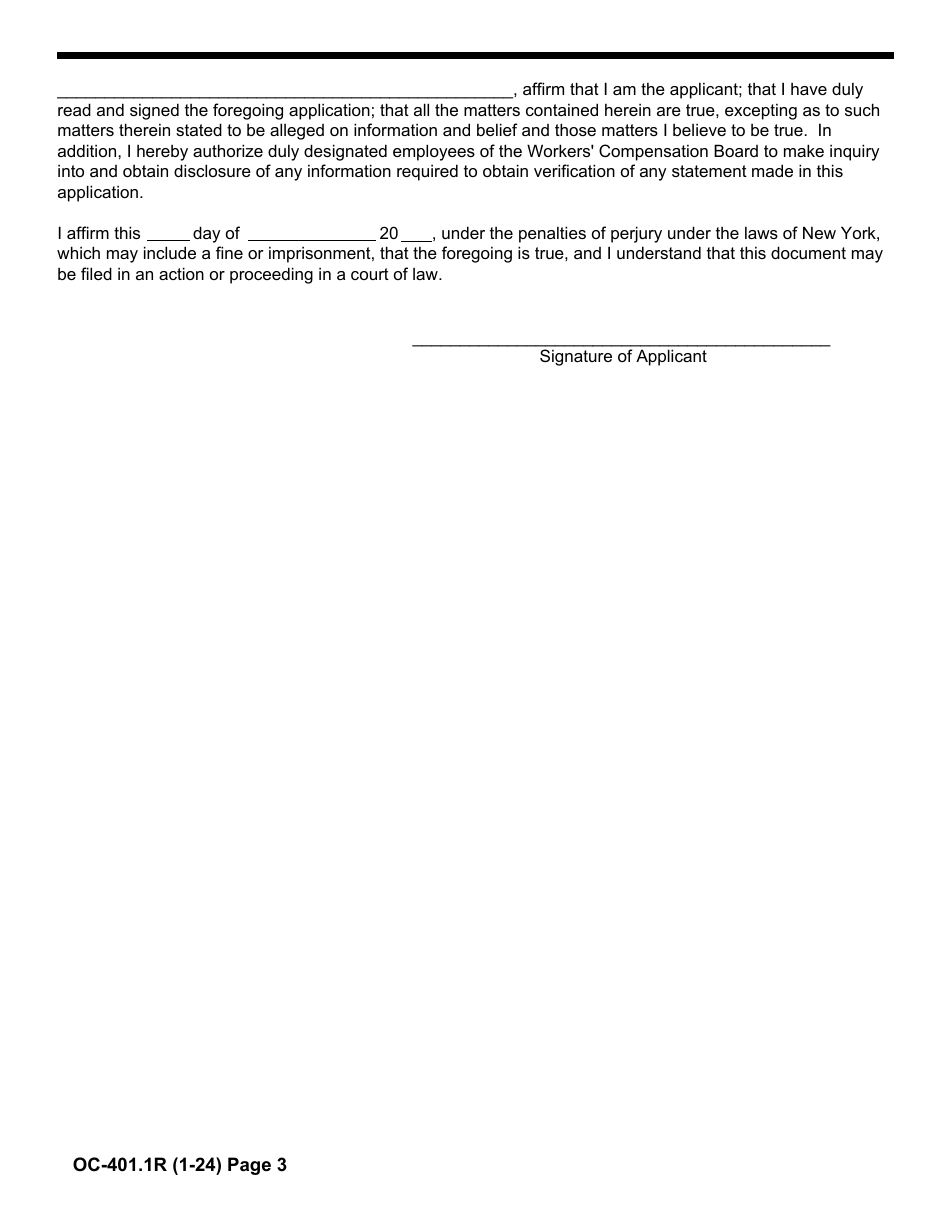 Form OC-401.1R Renewal Application for License to Appear on Behalf of Claimant - New York, Page 3