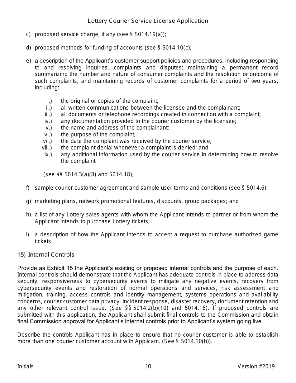 Lottery Courier Service License Application - New York, Page 10