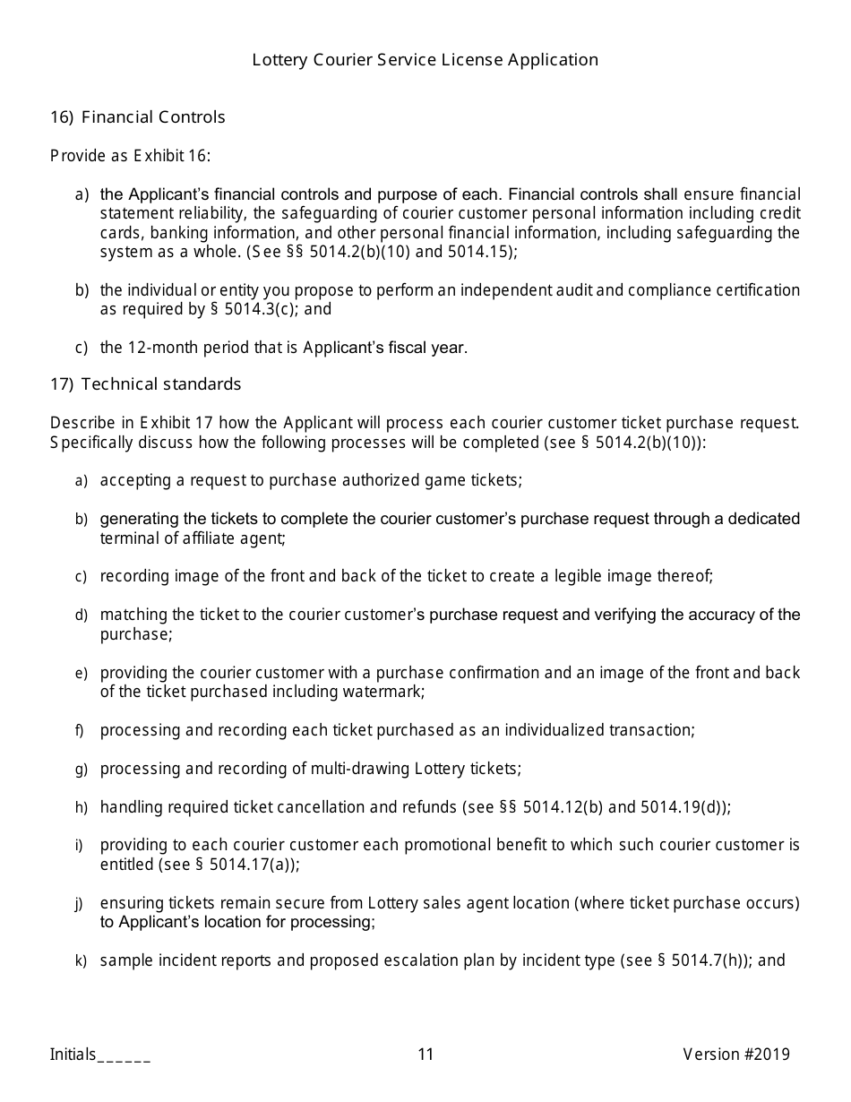 Lottery Courier Service License Application - New York, Page 11