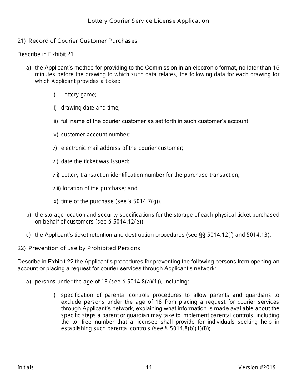 Lottery Courier Service License Application - New York, Page 14