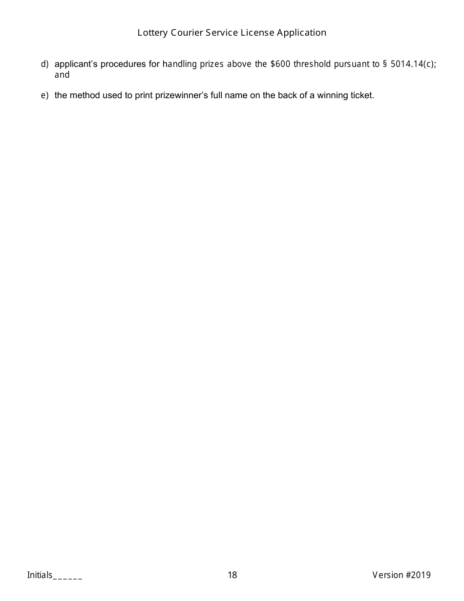 Lottery Courier Service License Application - New York, Page 18