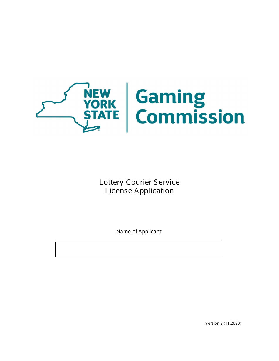 Lottery Courier Service License Application - New York, Page 1