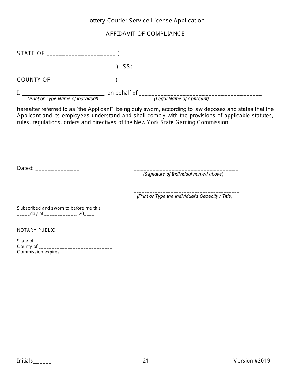 Lottery Courier Service License Application - New York, Page 21