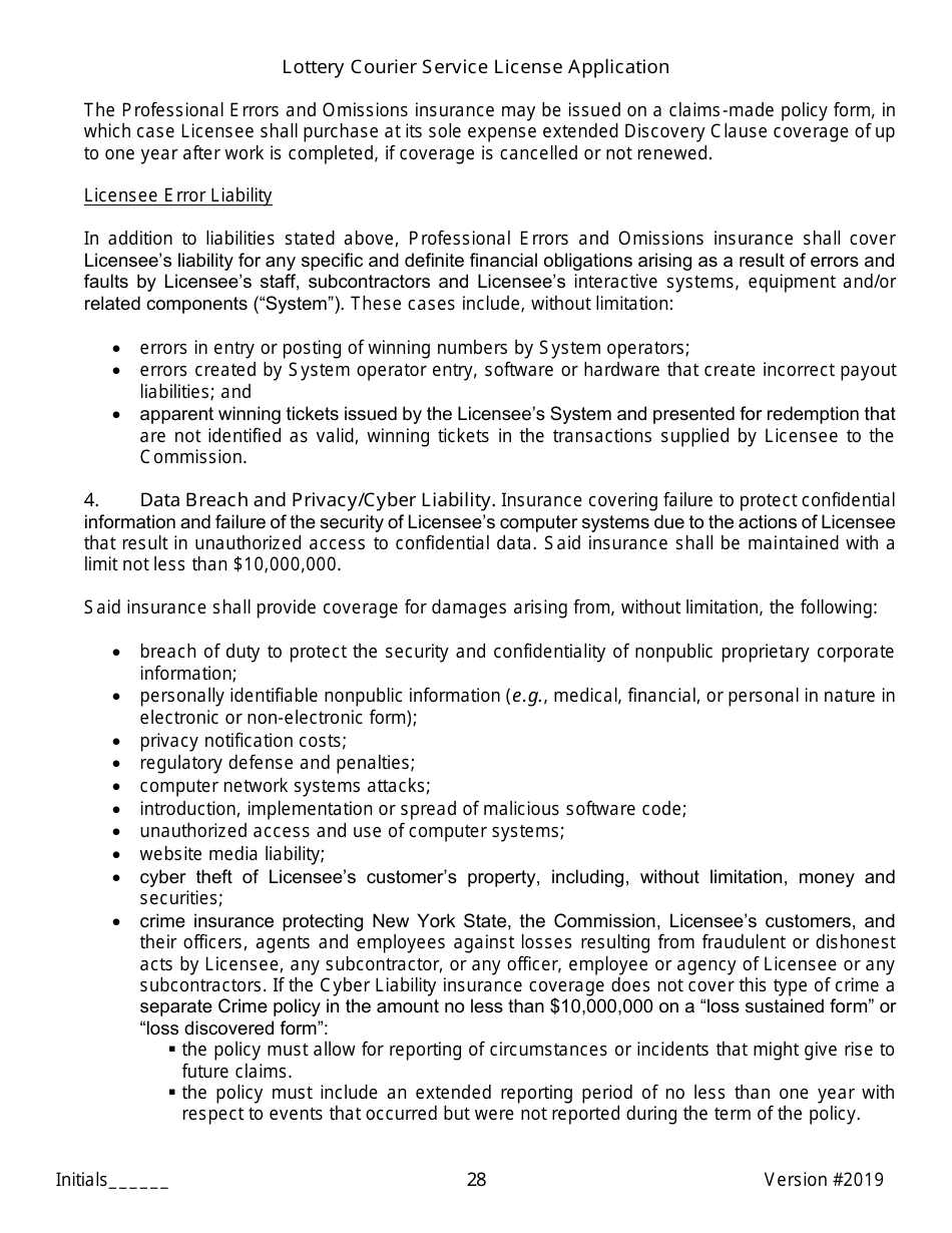Lottery Courier Service License Application - New York, Page 28