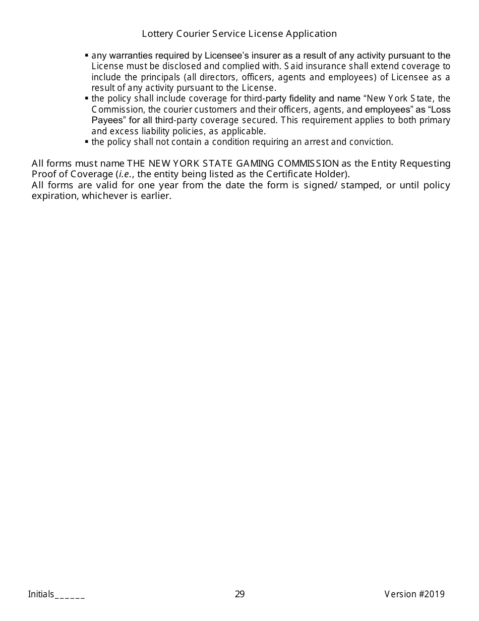 Lottery Courier Service License Application - New York, Page 29