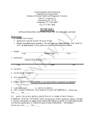 Application for Certified Poultry Technician License Renewal - Pennsylvania