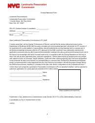 Document preview: Zoning Statement Form - New York City