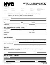 Letter of No Objection/Letter of Verification Application - New York City