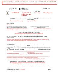 Form CC-GN-018BLR Co-petitioner Information Sheet - Maryland (English/Russian)